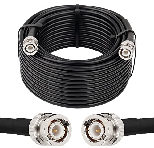 MOOKEERF BNC Cable - 50FT RG58 50 ohm Male to Male Coax Cables Low Loss BNC Extension Coaxial Cable with for Antennas, RF Radios, Modems, Oscilloscopes, Spectrum, etc (Black)