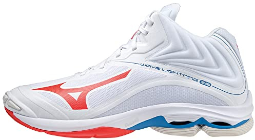 Mizuno Unisex Wave Lightning Z6 Mid volleybollsko, Vit igition röd fransk blå - 46.5 EU