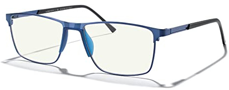 MERRY'S Fashion Blue Light Blocking Glasses - Reading Glasses Metal Frame Spring Hinge Readers for Men Eyeglasses (Blue-52MM, 1.25)