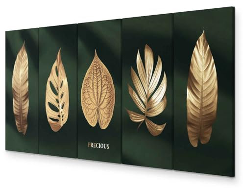 murando - Akustikbild Set Blätter 200x80 cm 5 tlg Bilder Akustikschaum Schallschutz Akustikpaneele Wandpaneele Schalldämmung Wandbild Schallabsorber Akustikplatten Pflanzen Motiv Natur b-A-0905-b-m