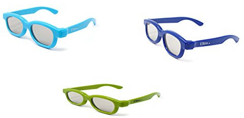 Ultra 1 Green 1 Blue 1 Dark GreenChildrens Passive 3D Glasses Kids for Use with all Passive TVs Cinema Projectors and RealD Films Movies Circular Polarised 3D Glasses Passive Kids Movies Cinema
