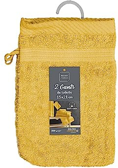 douceur d'intérieur, 2 guanti da bagno (15 x 21 cm) Teneresse Mimosa, spugna