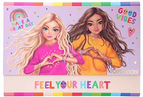 Depesche 12081 TOPModel Self Love - Briefpapier Set in einer Fächermappe mit buntem Model-Design in Regenbogen-Farben, Schreibset inkl. 24 Briefbögen und 18 Umschlägen, ca. 26 x 18,5 x 2 cm