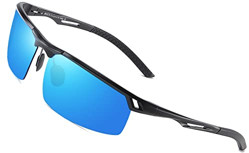 DUCO Retro Polarisierte Sonnenbrille für Herren Metall Fahrerbrille 8550 | 25g Ultraleichte Al-Mg Sportbrille für Männer, UV-Schutz Verspiegelt Linse Kat. 3, Verstellbare Nasenpads, Federscharnier