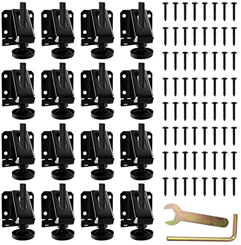 LOSCHEN 16PCS Heavy Duty Adjustable Leveling Feet for Furniture, Hexagon Nuts Lock Furniture Legs Levelers, for Table, Cabinets, Workbench,Shelving Units and More
