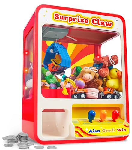 JOYIN Claw Machine Arcade Toy with LED Light & Adjustable Sound, Rechargable Dispenser Toys Mini Vending Machine for Kids - Perfect Christmas & Birthday Big Gifts for Kids, Ages 3+