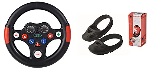 Big - Racing-Sound-Wheel - Lenkrad mit Racingsound, ab 1 Jahr & Big - Shoe-Care Schuhschoner - für Kinderschuhe der Größe 21 bis 27, Überschuhe schützen vor Abrieb, ab 1 Jahr, schwarz