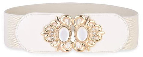 BlackButterfly Taillengürtel Damen Zierschließe Gold, Beige, L