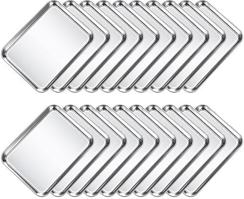 Voittozege 20-teiliges Backblech-Set, 25,4 x 20,3 x 2,5 cm, Edelstahl, Backofen-Backform-Set, Toaster, Ofenform, Backform zum Backen, leicht zu reinigen und spülmaschinenfest
