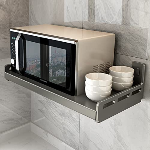 AAKOMA Durable Electric Oven Holder Shelf, 1 Shelf, Rectangular, Minimalist Style, Gun Gray, 60 cm, Wall-Mounted, Suitable for Electric Oven, Microwave Oven/Gun, 1 Count