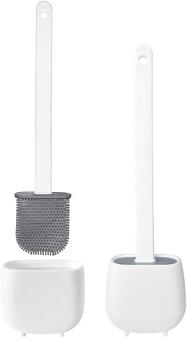 WE 2 x toalettborste i TPR och termoplastiskt gummi, vit