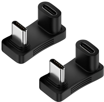Hugfads Adaptateur USB-C 180 Degrés2PCS avec Charge Rapide 240W, Transfert de Données 20Gbps, Sortie Vidéo 8K, Compatible avec ROG Ally, Steam Deck, Switch, MacBook, Galaxy, Pixel