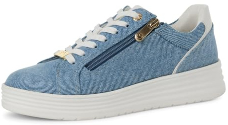 MARCO TOZZI Sneaker da donna con plateau, con lacci, tempo libero, Blue Jeans Com, 41 EU