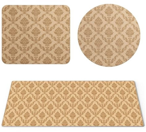 EHOMERY Mauspad Cool Mousepad Orientteppich Retro-Muster Japanisches Mauspad XXL Mousepad Funny Für Die Schreibtischdekoration - 3 Pack [30x80 cm, 20x24 cm and Dia 20 cm]