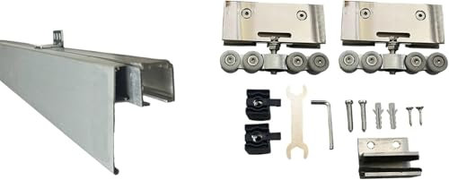 AERREGI KIT SISTEMA SCORREVOLE PER PORTE VETRO CON MANTOVANA PORTATA 80 Kg SPESSORE VETRO 4-12 mm (Kit Lusso, 200 cm)