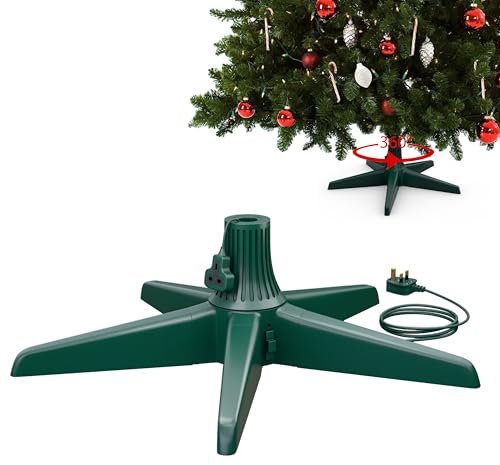 360° Rotating Christmas Tree Stand, Revolving Artificial Christmas Tree Base Stand, Adjustable Rotatable Artificial Christmas Tree Holder for Home Party Festival Decor for Up to 8ft and 35kg Trees