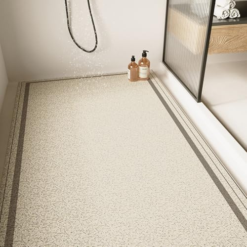 Große Duschmatte – rutschfest, Anti-Schimmel, Luffa, bequeme, weiche Badematte mit Ablaufloch, waschbar und schnell trocknend, Badezimmer-Bodenmatte, Massagefüße (Khaki, 80 x 120 cm)
