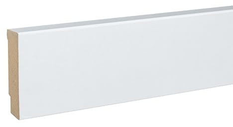 Sockelleiste MDF 16 x 58 x 2500 mm MDF-Kern foliert Weiß zum Kleben, Clipsen, Schrauben & Nageln Fußleiste by PROVISTON 25 Meter | 10 Stück