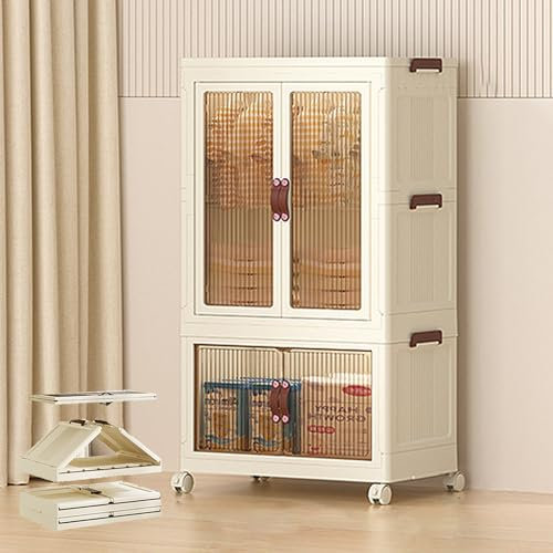 ZMAZHANG Kinderschrank, zusammenklappbar, tragbarer Kleiderschrank für Kinder, Schlafzimmer, Baby-Kleiderschrank, Kunststoffschrank mit Aufhängebereich, Stauraum und Rädern, für Kinderzimmer, Gardero