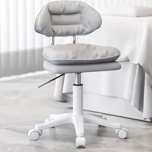 360 ° drehbarer Schminkstuhl, höhenverstellbarer Schminkhocker, Schminkstühle aus Kunstleder for Badezimmer, Wohnzimmer(Light Grey)