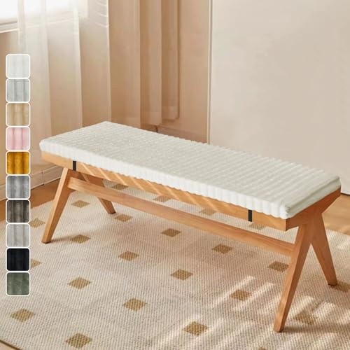 Lsjoaw Bankkissen 140X50X3CM Bankauflage/Sitzpolster Sitzkissen Bankpolster Sitzkissen für Outdoor/Innen Gartenbank Schaukel Terrasse Bank Drinnen Sitz Weiß