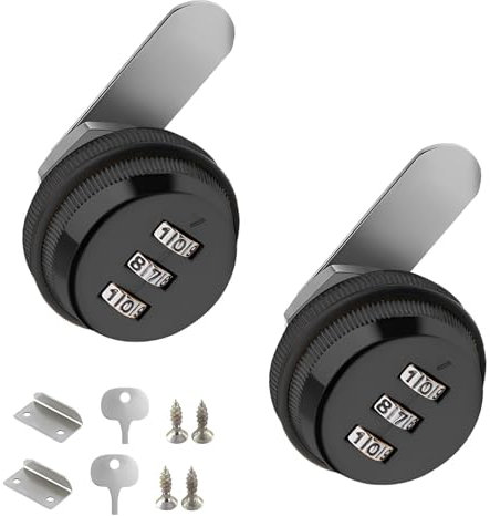 2 Pezzi Serratura a Camma con Combinazione, Cifre Serratura Armadietto Password, Serratura a Combinazione per Cassetti, per Cassetta del Cassetto del Cabinetto (Nero)