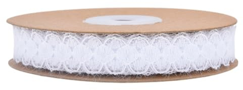 GreatRise 20 Yard Spitzenband Rollen 1.5 cm Breite Dünn Spitzenbordüre Vintage Spitze Geschenkband Dekoband zum Nähen Stoffband für DIY Handwerk Tischdeko Hochzeit Party Dekoration Weiß