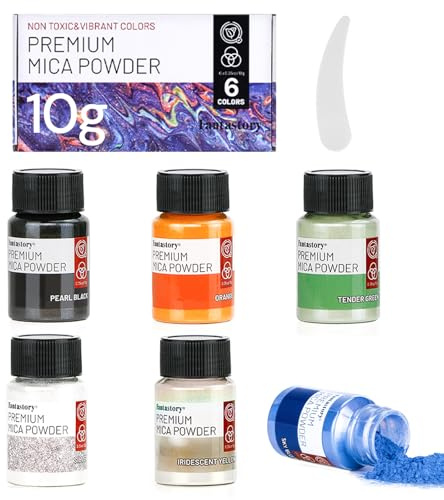 Fantastory 60g Epoxidharz Farbe Mica Pulver,6 x 10g Perlglanz Pigmentpulver Farbpigmente für Gießpulver,Seifenfarbe, Kerzenherstellung,Badebomben,Schleim,DIY,Lipgloss,Lidschatten,Resin-Mica Powder