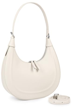 MoreFarther Handtasche Damen Klein Echtes Leder, Halbmond Tasche Schultertasche mit Verstellbarem Gurt zum Crossbody Bag Umhängetasche, Handbags for Women mit Reißverschluss