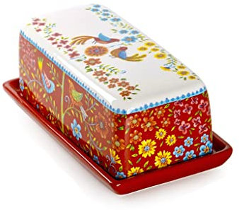 ADERFETBI Mantequillera Caja de Mantequilla de cerámica Creativa nórdica con Tapa Cerámica Pequeña Bandeja Placa de Postre Rectangular Placa de Queso Bandeja Contenedor de Mantequilla Butter Dish(B)