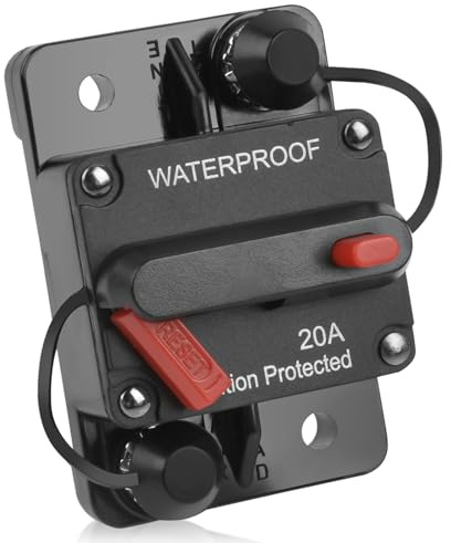 20A Schutzschalter mit Manuellen Reset, Sicherungsautomat für Auto Boot Wohnmobil LKW Audio Stereo Batterie, 12V-48V DC Leistungsschalter
