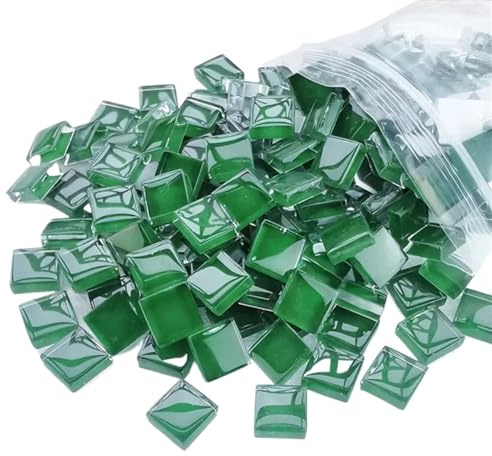 300g/10,58 oz (Aprox. 300 uds) Azulejos de Mosaico de Vidrio Cuadrados de 1cm Materiales artesanales de Mosaico DIY for niños Piedras de Mosaico Hechas a Mano para la Decoración Casera o Manualidades