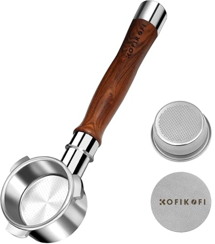 Gcljlmy 58 mm Bottomless Portafilter, 2 Ears Bottomless Porta Filter for E61 Brewing Head, Flair 58, ECM, Rocket, Sanremo, Synesso, Slayer, VBM Espresso Machine with Stainless Steel Filter Basket