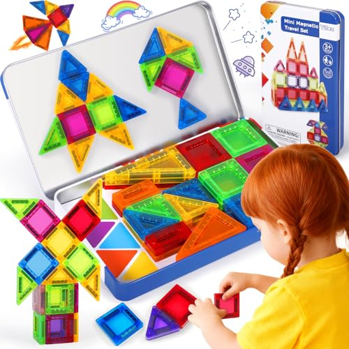 Vautvis Construction Magnetique Enfant, 53 PCS Bloc de Construction Magnétique, Jeu de Aimantés, Jeux de Construction Magnétique, Briques Magnétiques de Construction pour Enfant 3-8 (53 PCS)