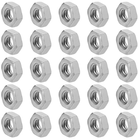 sourcing map 50Pcs 1/4-20 Coupling Nuts, 4.5mm Length Carbon Steel Hex Rod Coupler Nut Fully Threaded Studding Connector Fasteners, Silver Tone