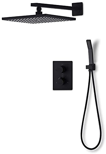 Ossigeno Spray Parete Soffione Set Moderno Bagno Nero Apparecchio da bagno Doccia a pioggia ad alta pressione Angolo regolabile Facile da installare Esperienza Spa di lusso