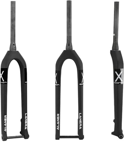 DHNCBGFZ Fourche Rigide for VTT 29 Pouces Fourche en Fibre De Carbone Freins À Disque Fourche Avant Conique 1-1/2'' Axe Traversant 15 X 110 Mm Fourche Boost(Schwarz)