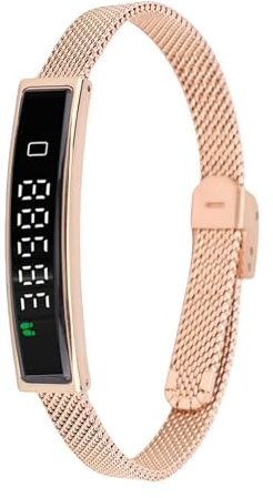 ASHATA Gesundheits-Smart-Armband, über Bluetooth Verbundener Tragbarer Fitness-Tracker, Hypertonie- mit Herzfrequenz und Schlaf, Schrittzähler, Wasserdicht für Laufen, Reiten mit APP (Gold)