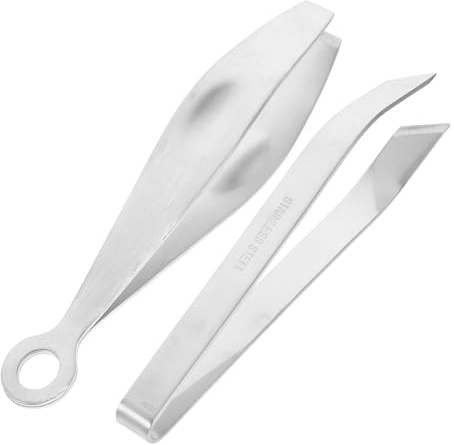 Abaodam 2pcs Stainless Steel Pincer Puller Hair Remover Tweezer Set for Pig Hair and Fish Bones, Easy to Clean and Labour-Saving Kitchen Cooking Utensils for Food Design Styling