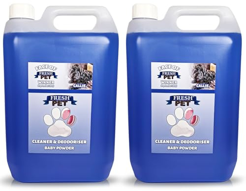 Fresh Pet Disinfectant Deodoriser Artificial Grass Cleaner for Dogs 2x5L | Baby Powder Pet-safe formula, 2x5L Pre-Filled for Kennels, Catteries, Artificial Grass, Floors, Crates, Bedding, Litter Trays