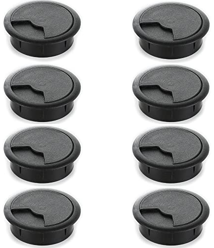 sossai® Pasacables Redondos | Juego de 8 | KDM2 | Color: Negro | Diámetro: 60 mm | Material: plástico (Hecho en EU)