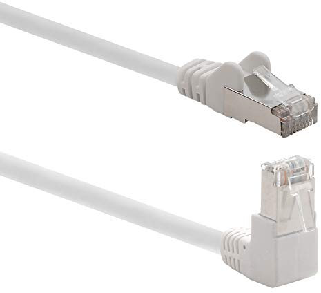 1aTTack.de 366281 Cat.6 Netzwerkkabel Winkel 90 Grad 10m - weiß - 1 Stück - Cat6 Patchkabel (SFTP PIMF) 1000Mbit/s Rj 45 Stecker - 1 x 10m Meter weiß