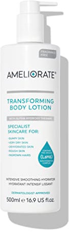 Ameliorate Transforming Body Lotion 500ml - Fragrance Free | LaB6, Lactic Acid, AHAs | Dermatologically tested, Menopause Friendly