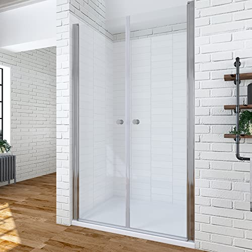 Duschtür Glas 90 cm Pendeltür Dusche Nischentür Schwingtür Duschabtrennung Verstellbar von 88-91 cm Glasscheibe Höhe 195 cm aus 6 mm Sicherheits-GLAS Klarglas Nano Beschichtung