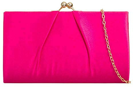 A2ZUKFashion Bolso de mano de satén para mujer, diseño de novia, fiesta de noche, cierre Bobble, fucsia, Small