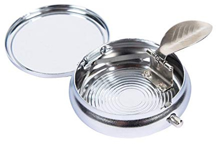 Sepilo Taschenascher Riga Aschenbecher ideal zum Mitnehmen für unterwegs Taschenaschenbecher mit Ablage auf Deckelunterseite ideal für die Reise - Mini Pocket Ashtray