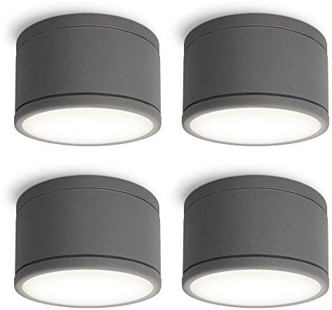 SSC-LUXon 4 Stück CELI-WX Bad Aufbauleuchten LED IP44 inkl. GX53 LED Lampe neutralweiß 5W - Aufbauspot flach 230V anthrazit