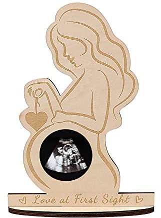 free-space Schwangere Mama Bump Foto Ultraschall Sonogramm Holz Bilderrahmen Werdende Mutter Foto Liebe auf den ersten Blick Display Andenken (Mama)