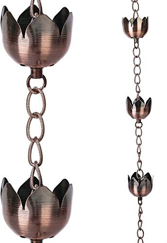 Rain Chain Decoration 6 Ft., Rain Catcher Chain Gutter Metal Downspout 70'' for House Eaves, Garden & Home, Flower Shape Rain Chains