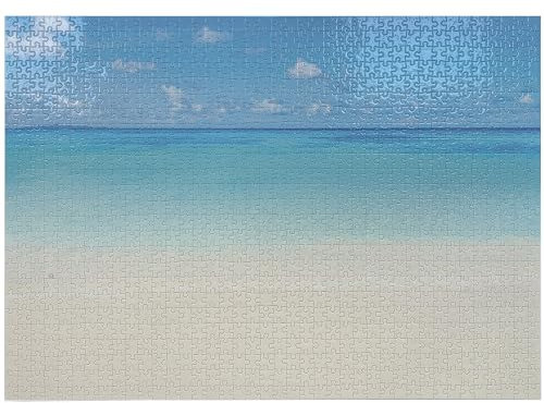 ABAKUHAUS Ozean Puzzle, Carribean Sea Beach, Heirloom-Qualität lustige Aktivität für die Familie langlebiger Karton, 1000 Stücke, Creme Navy